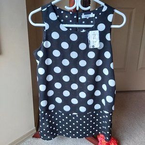 Ricki's Black and Off White Polka Dot Layered Sleeveless Top